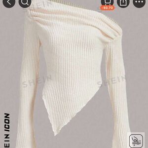 SHEIN ICON Y2K Grunge
Asymmetrical Neck Lettuce Trim Tee